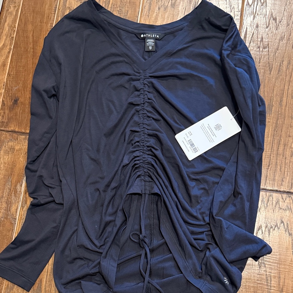 Athleta Women's Dark Blue Ruched Blouse